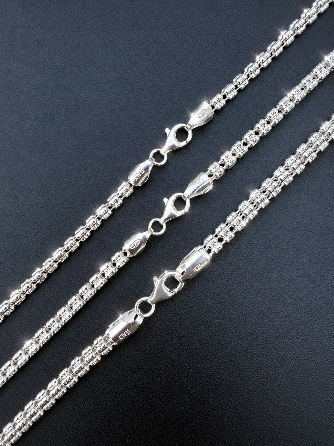 Ice Link Chain Necklace - 925 Sterling Silver - 16"-30" - 4mm-5mm