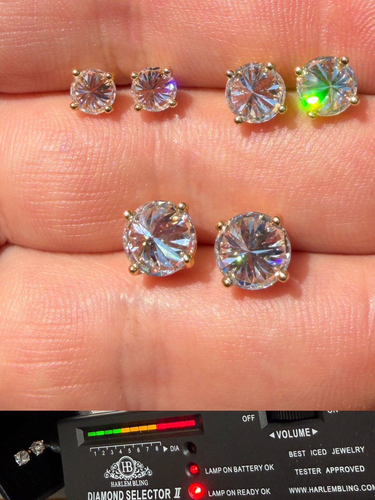 MOISSANITE Upside Down Reverse Set Stud Earrings - 14k Gold Vermeil 925 Silver - 5mm-8mm - 1-4ct