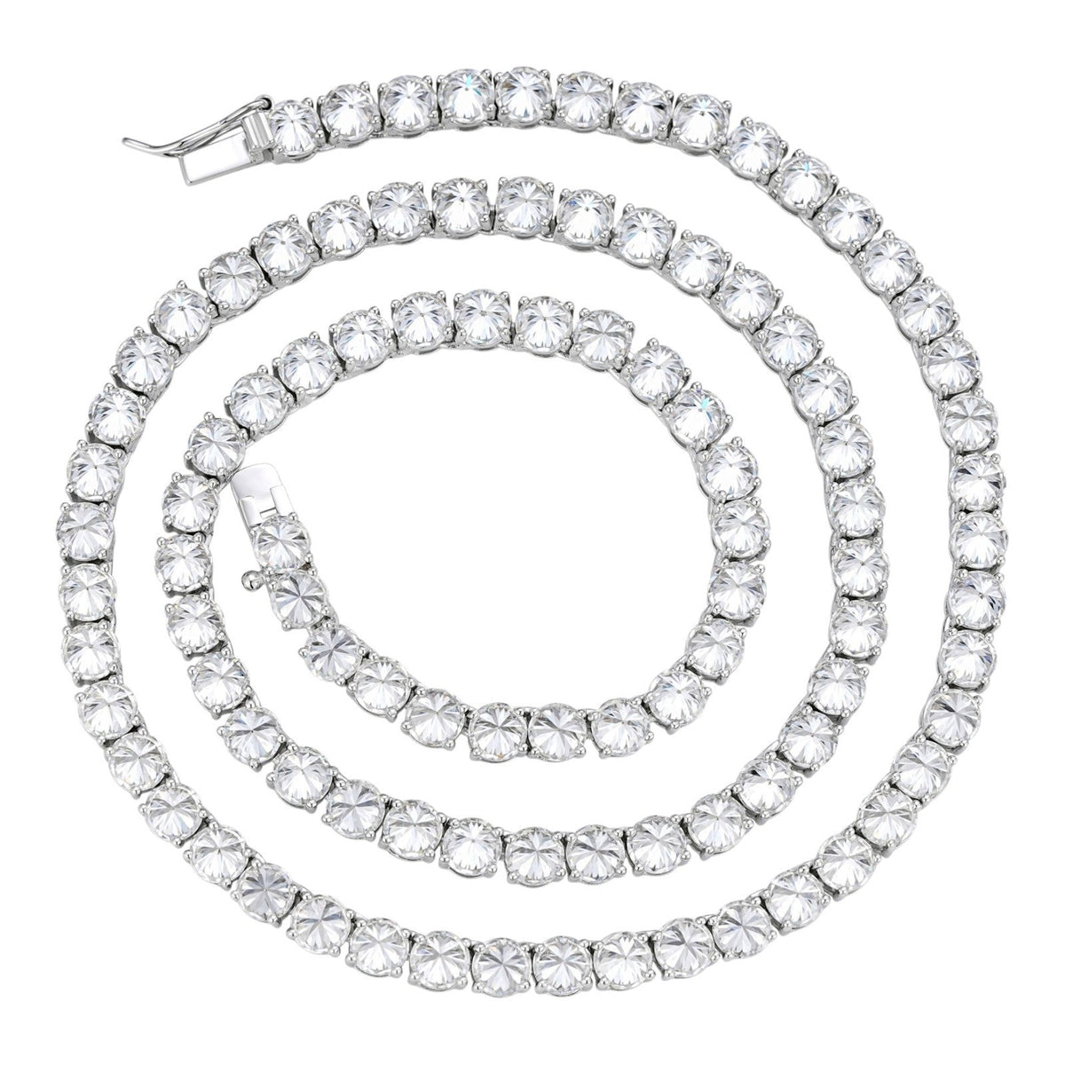 MOISSANITE Upside Down Reverse Set Tennis Chain Necklace Iced Out - 925 Silver - 5mm - 16"-30"