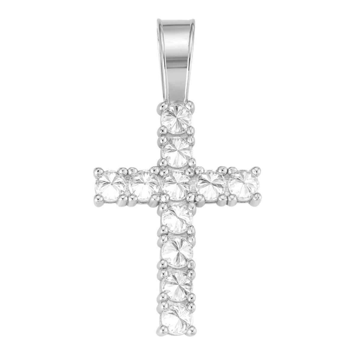 MOISSANITE Upside Down Setting Tennis Cross - 925 Silver - 3 Sizes 1"-1.75"