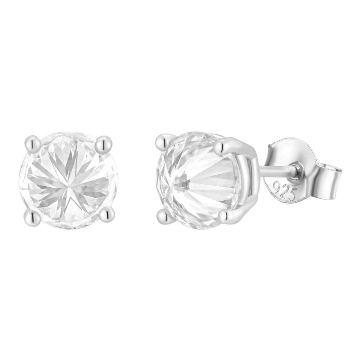 MOISSANITE Upside Down Reverse Set Pushback Stud Earrings - 925 Silver - 5mm-8mm - 1-4ct