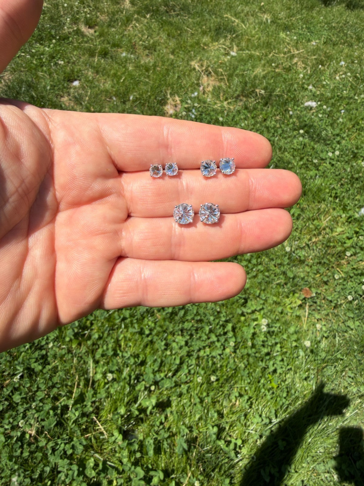 MOISSANITE Upside Down Reverse Set Pushback Stud Earrings - 925 Silver - 5mm-8mm - 1-4ct