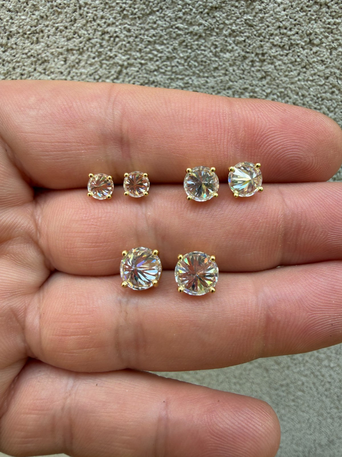 MOISSANITE Upside Down Reverse Set Stud Earrings - 14k Gold Vermeil 925 Silver - 5mm-8mm - 1-4ct