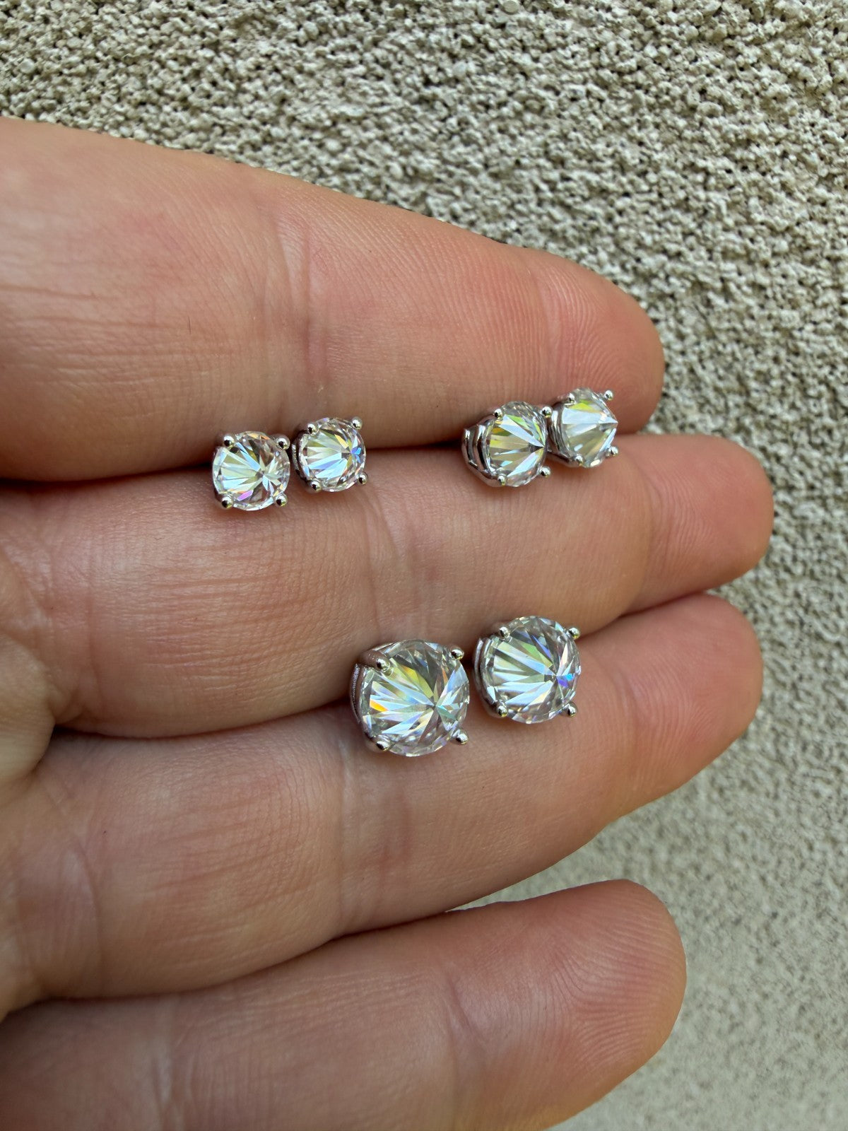 MOISSANITE Upside Down Reverse Set Stud Earrings - 925 Silver - 5mm-8mm - 1-4ct