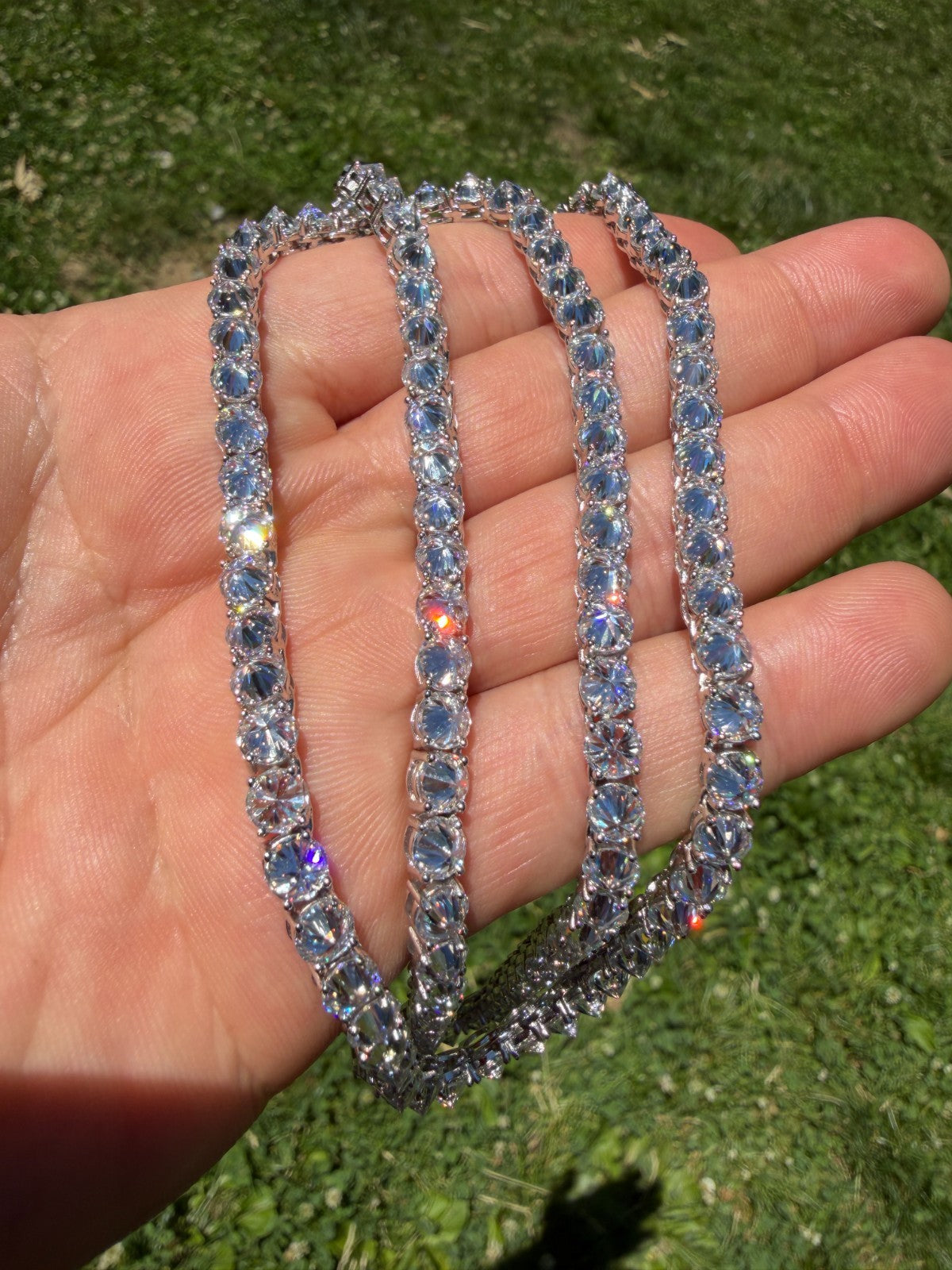 MOISSANITE Upside Down Reverse Set Tennis Chain Necklace Iced Out - 925 Silver - 5mm - 16"-30"