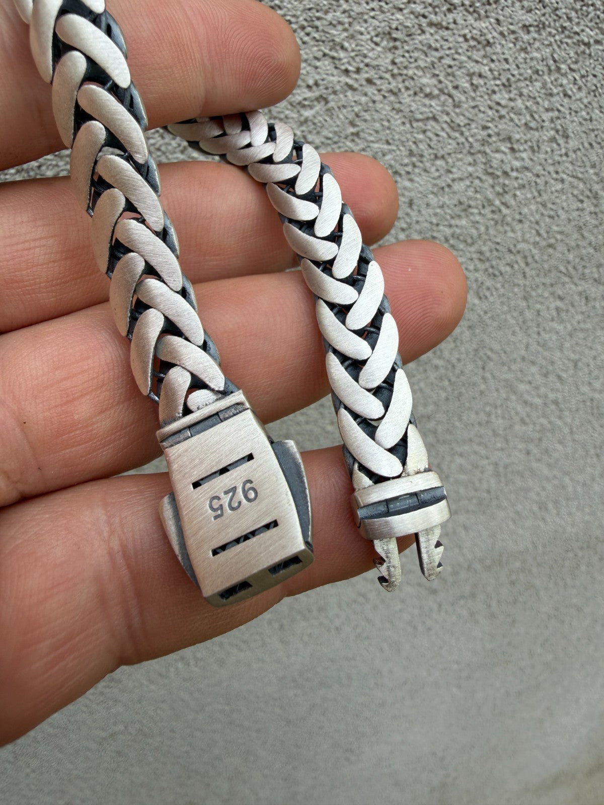Wheat Link Bracelet With Custom Lion Sleek Clasp - 925 Sterling Silver Oxidized Gunmetal - 7"-9" - 10mm