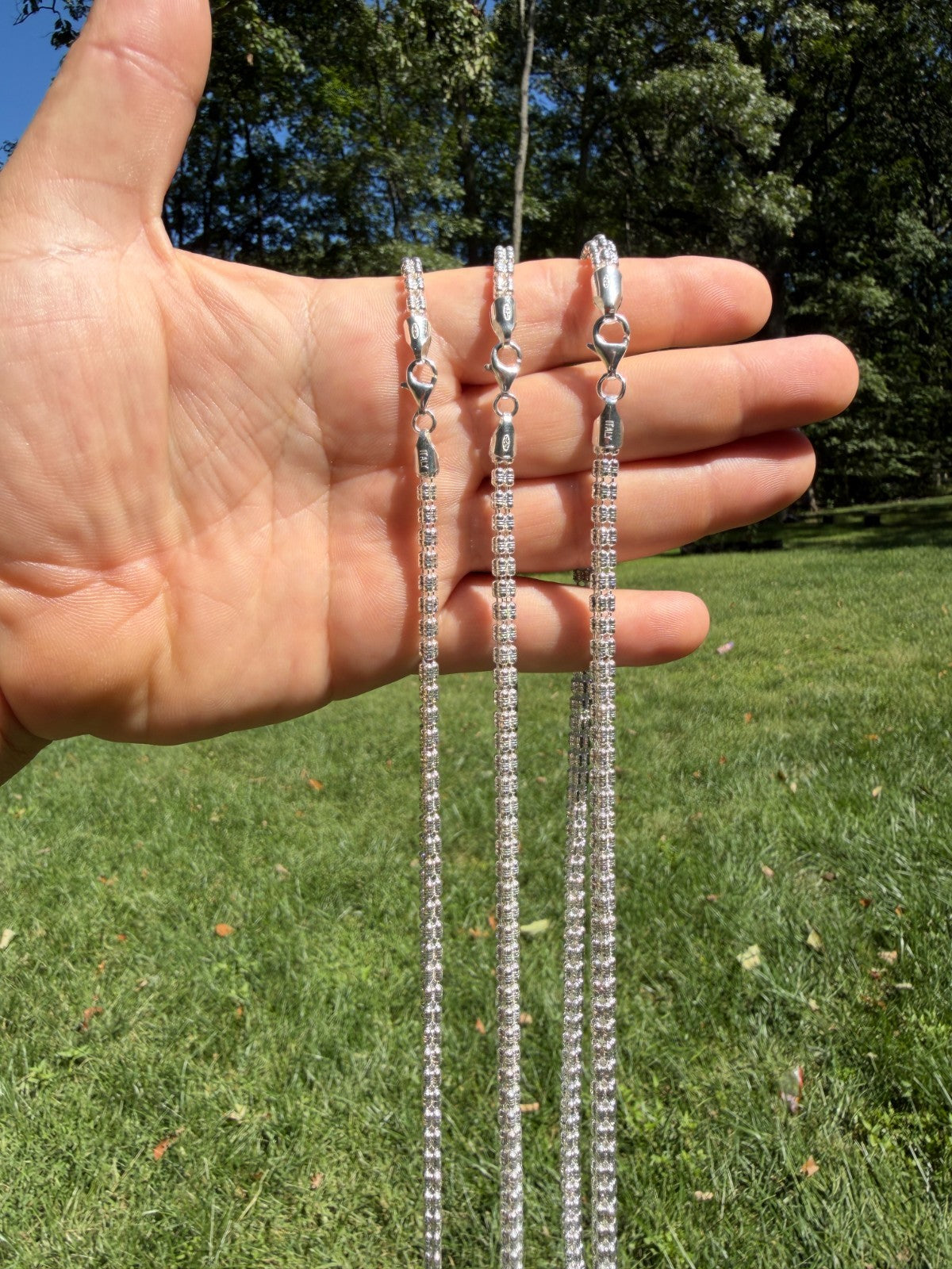 Ice Link Chain Necklace - 925 Sterling Silver - 16"-30" - 4mm-5mm