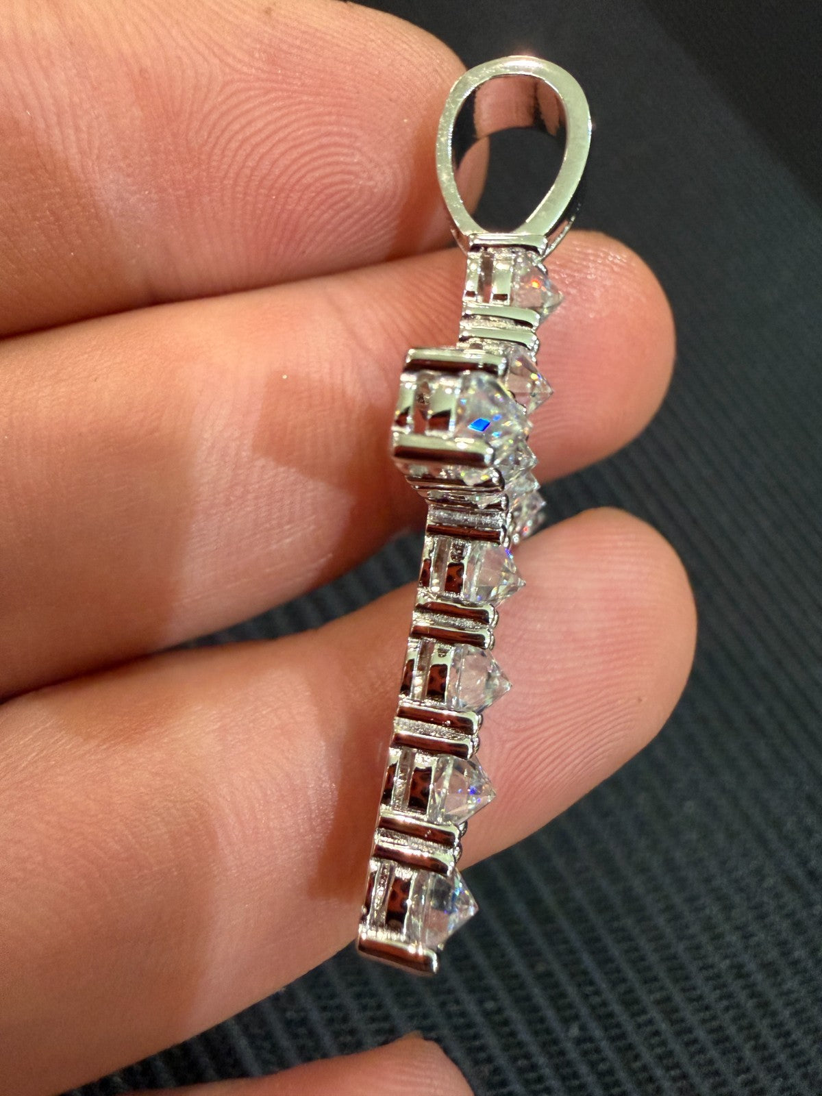 MOISSANITE Upside Down Setting Tennis Cross - 925 Silver - 3 Sizes 1"-1.75"