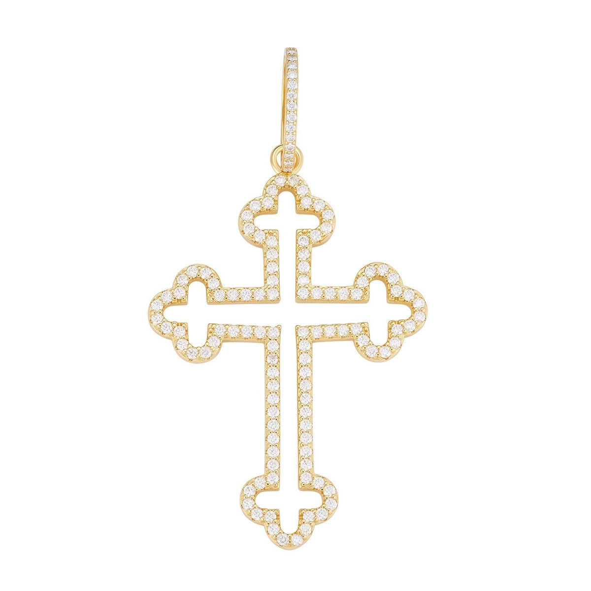 MOISSANITE Gothic Cross Cutout Pendant - 14k Gold Vermeil 925 Silver - 3 Sizes 1.33"-3"