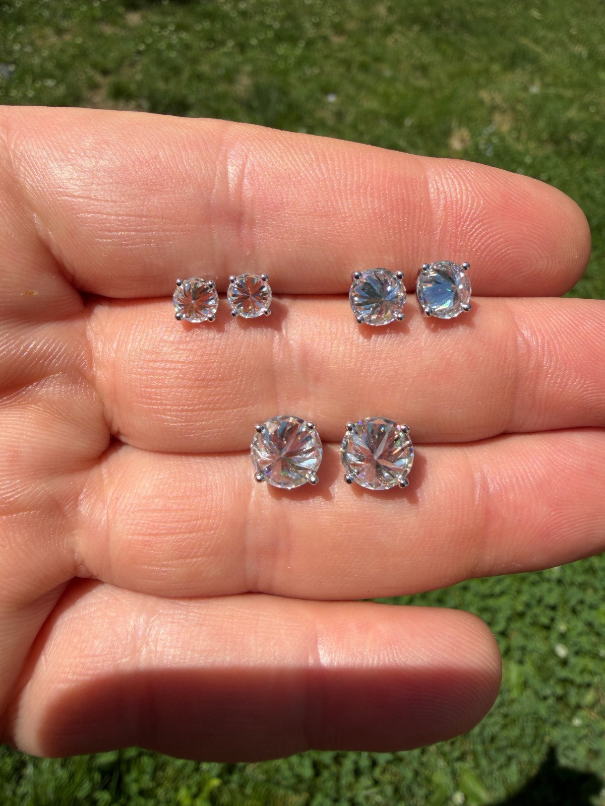 MOISSANITE Upside Down Reverse Set Pushback Stud Earrings - 925 Silver - 5mm-8mm - 1-4ct
