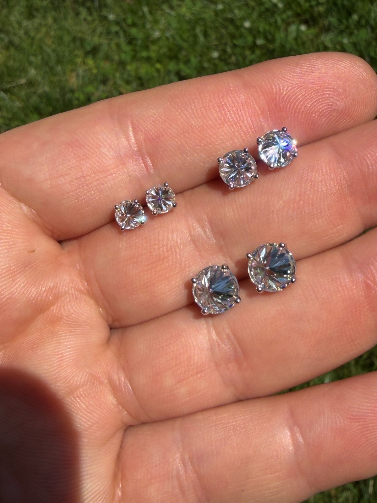 MOISSANITE Upside Down Reverse Set Stud Earrings - 925 Silver - 5mm-8mm - 1-4ct
