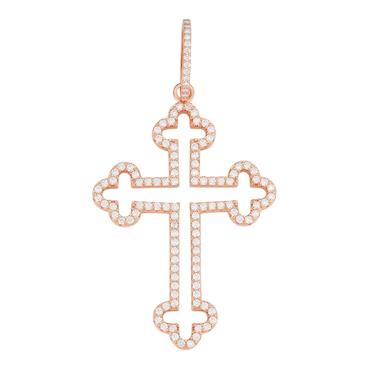 MOISSANITE Gothic Cross Cutout Pendant - 14k Rose Gold Vermeil 925 Silver - 3 Sizes 1.33"-3"