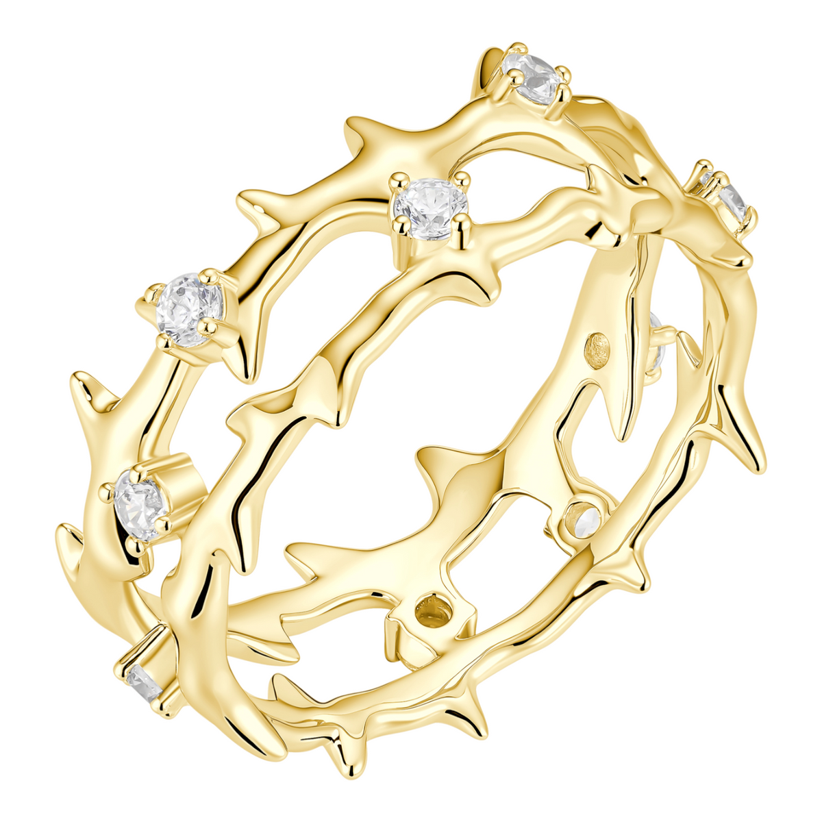 MOISSANITE Crown Of Thorns Eternity Band Ring - 14k Gold Vermeil 925 Silver