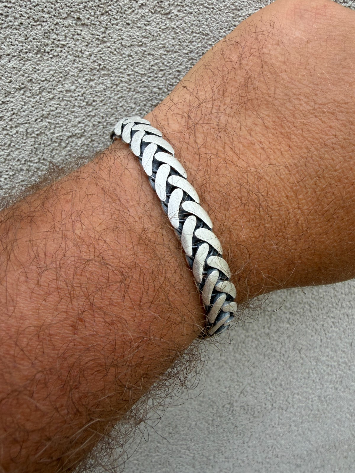 Wheat Link Bracelet With Custom Lion Sleek Clasp - 925 Sterling Silver Oxidized Gunmetal - 7"-9" - 10mm