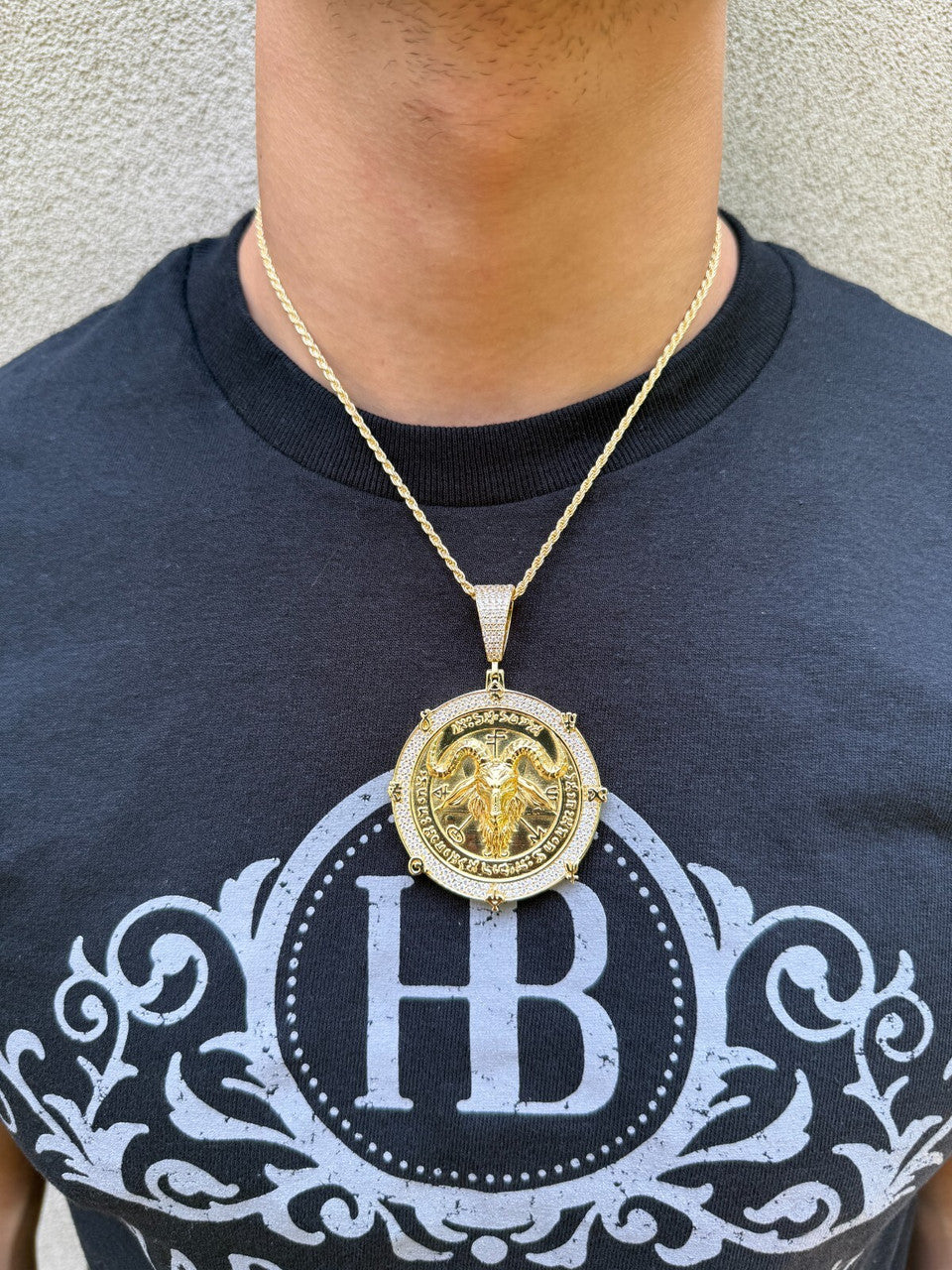 MOISSANITE Baphomet Satan - 14k Gold Vermeil or 925 Silver - Large 3"