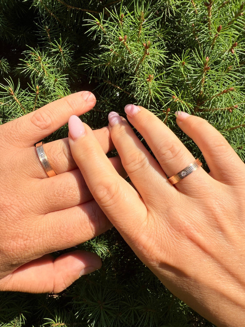 MOISSANITE Solitaire Wedding Band Ring - 14k Rose Gold Vermeil 925 Silver