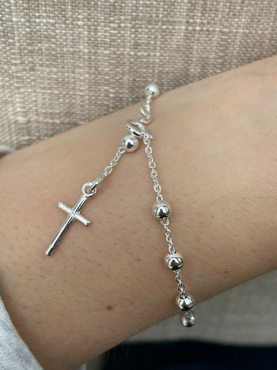 Rosary Bracelet - 925 Silver - 4mm - 7.5"