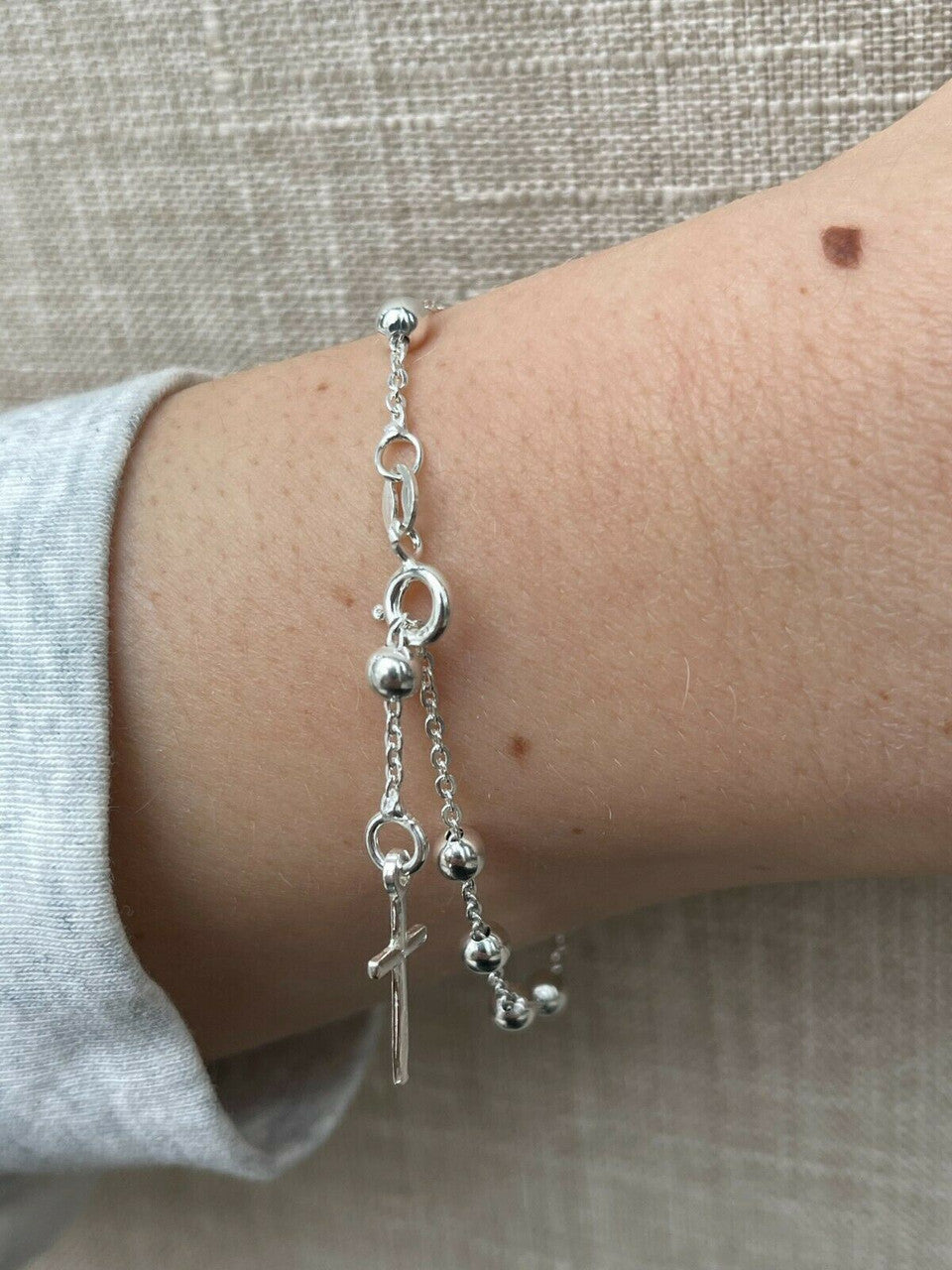 Rosary Bracelet - 925 Silver - 4mm - 7.5"