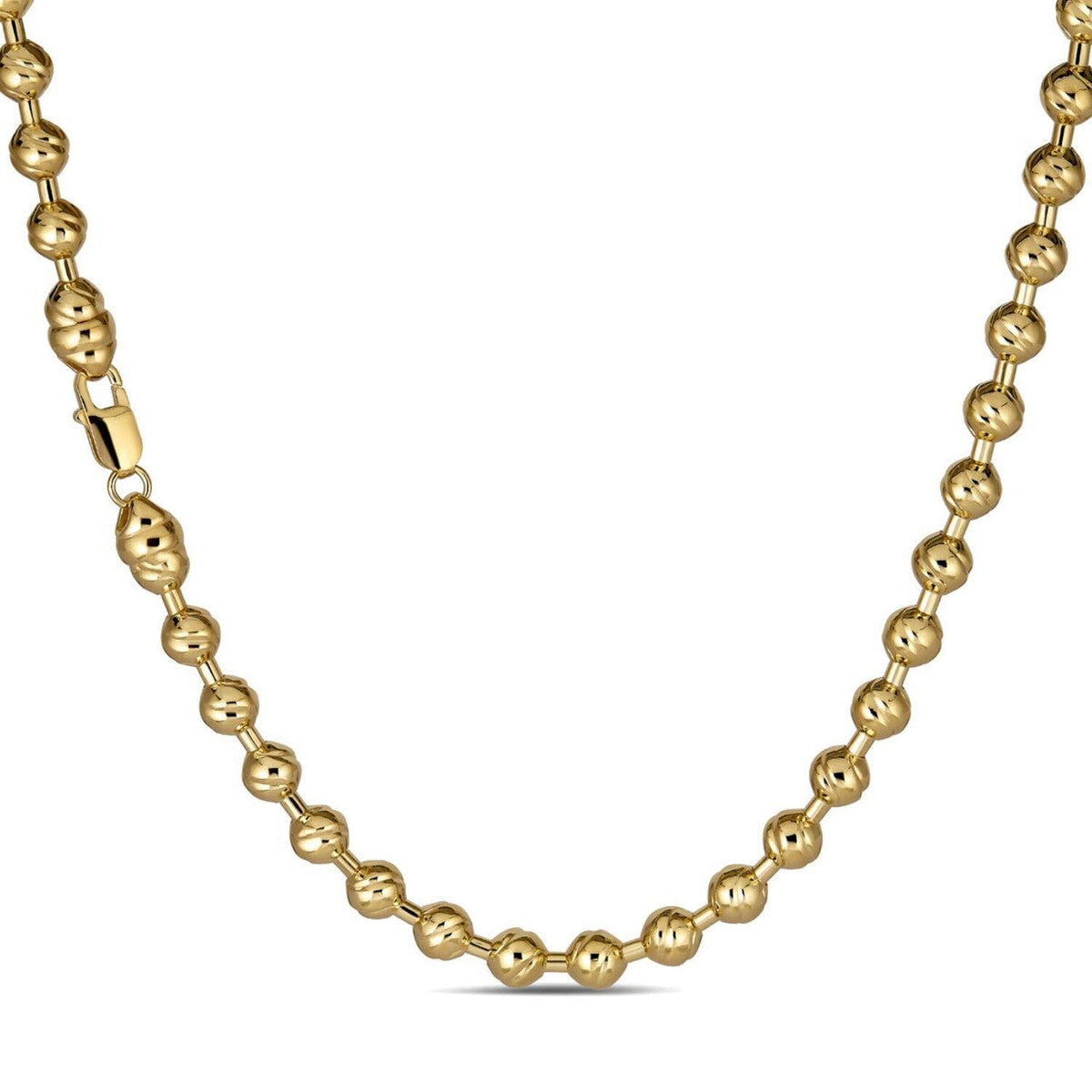 Ball Bead "Dog Tag" Chain Necklace - 14k Gold Vermeil 925 Sterling Silver - 18"-30" - 6mm