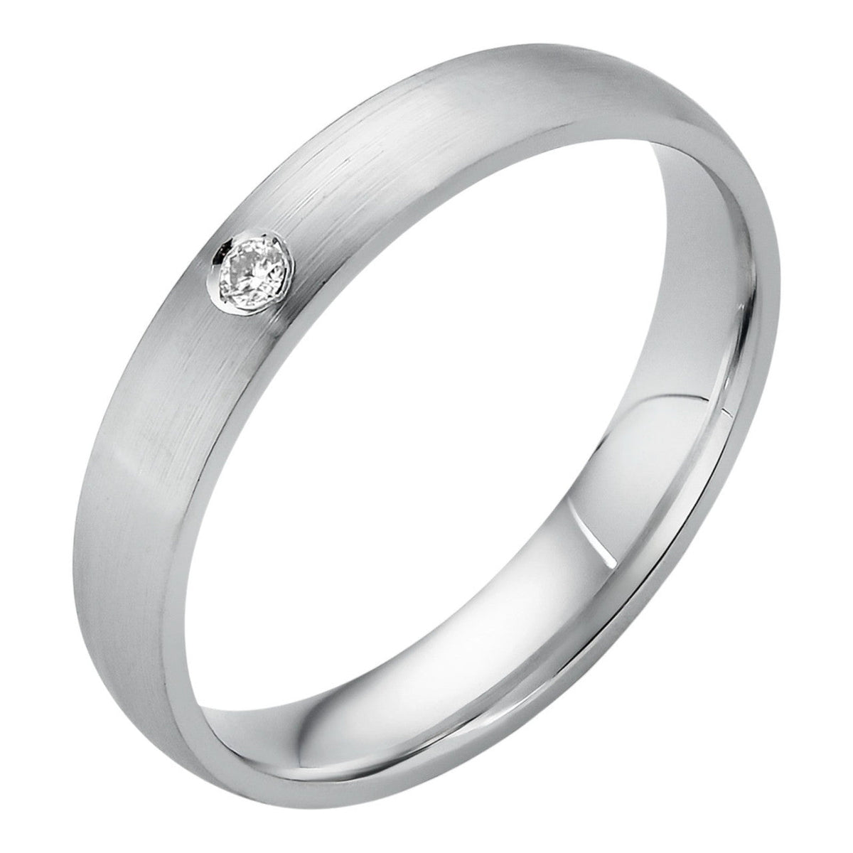 MOISSANITE Solitaire Matte Wedding Band Ring - 925 Silver
