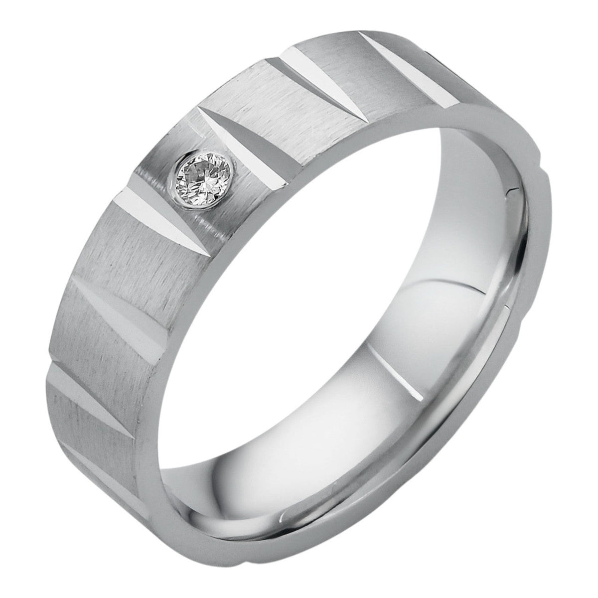 MOISSANITE Solitaire Diamond Cut Wedding Band Ring - 925 Silver