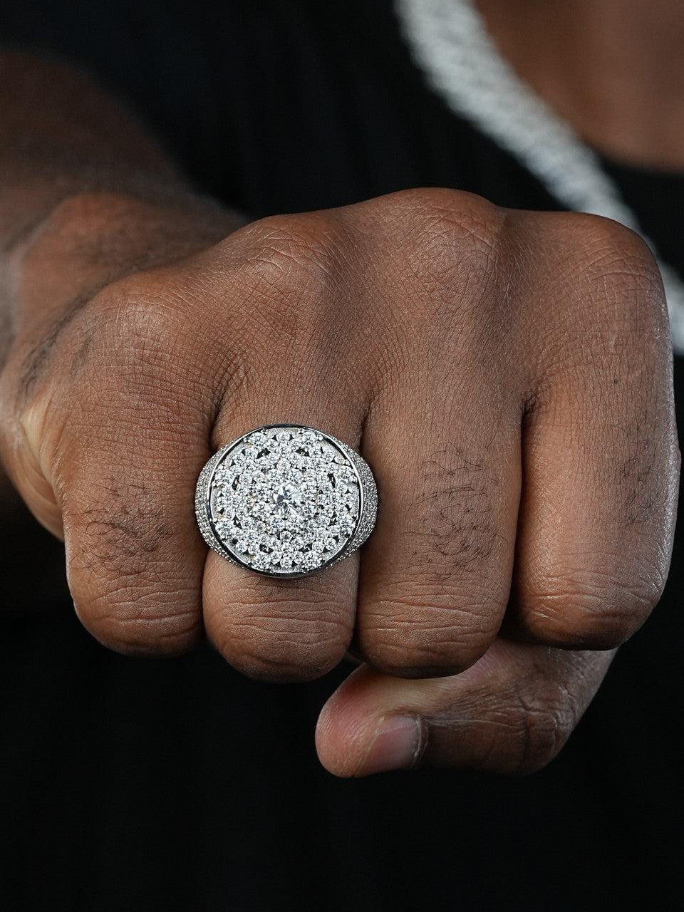 MOISSANITE Honeycomb Iced Out Ring - 925 Silver