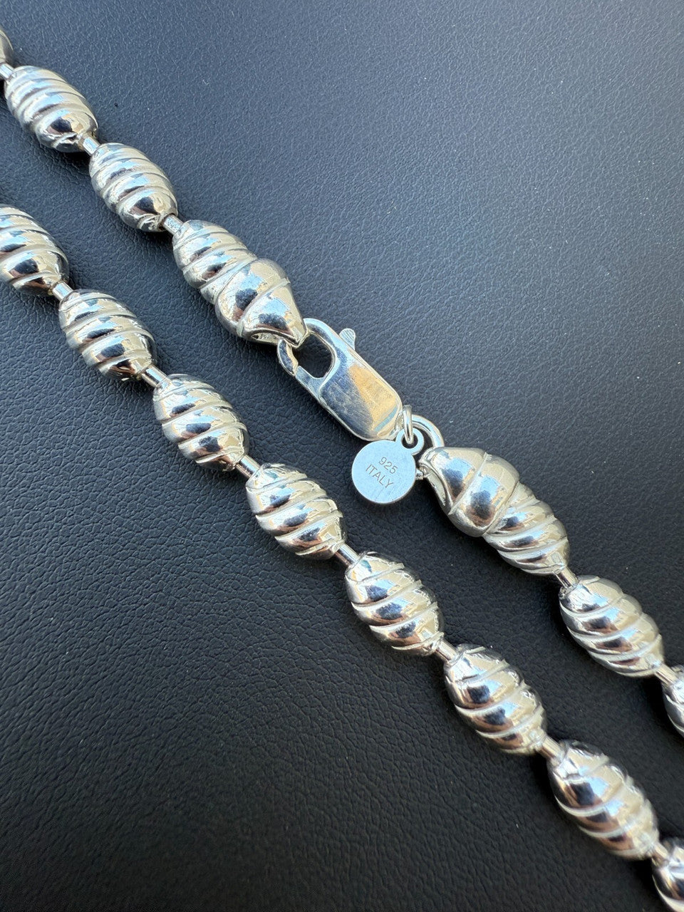 Infinity Rice Link Chain Necklace - 925 Sterling Silver - 18"-30" - 6mm