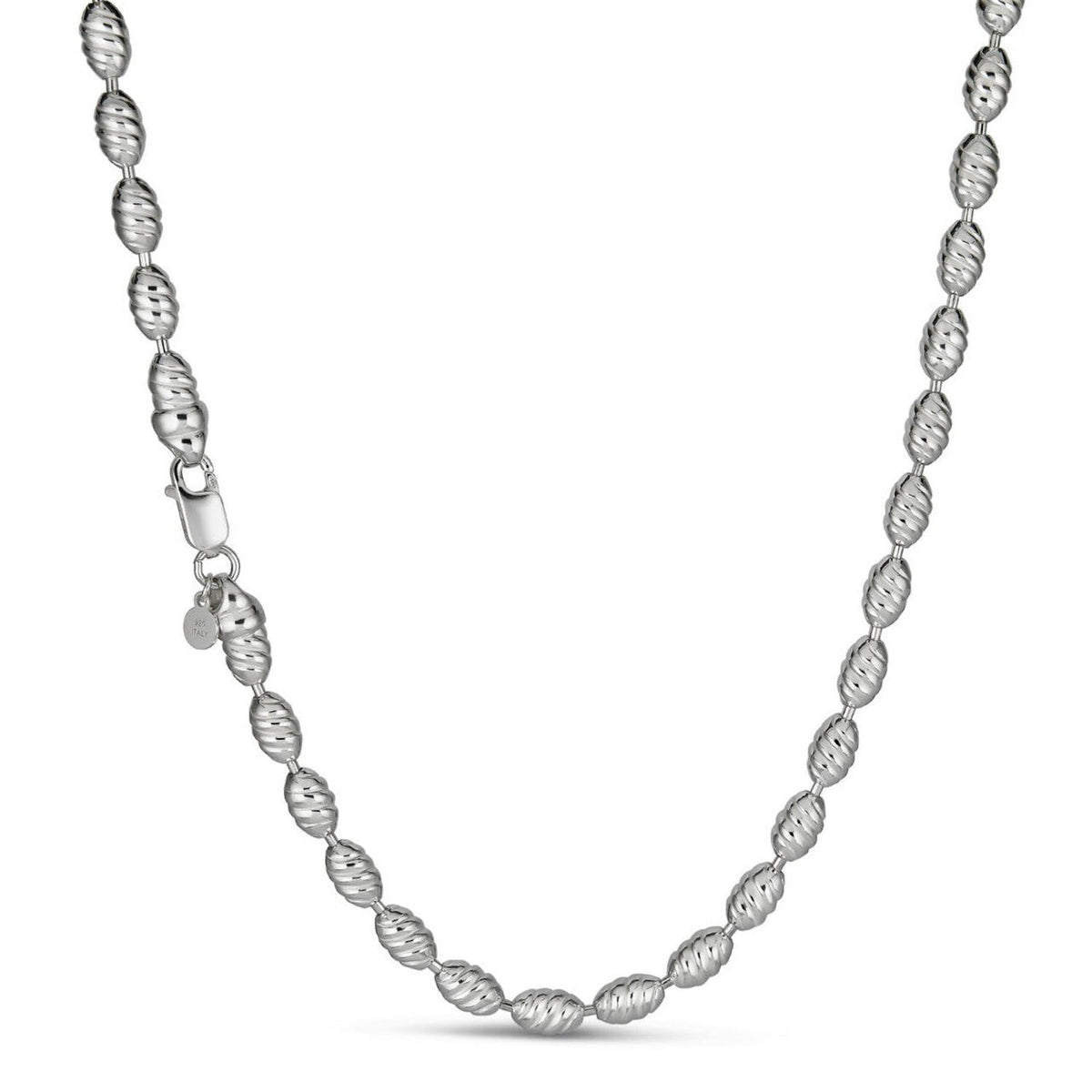 Infinity Rice Link Chain Necklace - 925 Sterling Silver - 18"-30" - 6mm