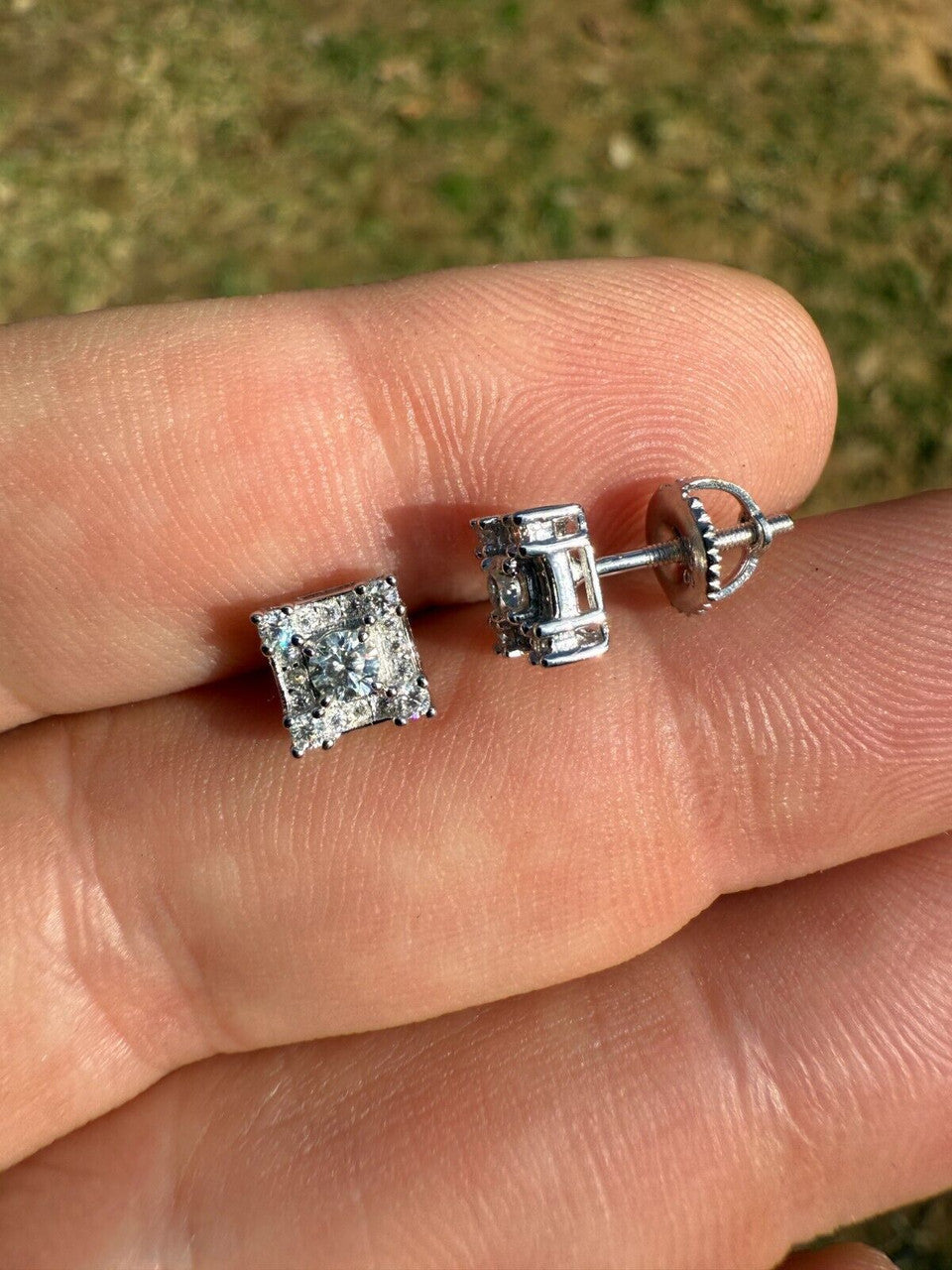 MOISSANITE Square Rapper Earrings - 925 Silver - 6mm