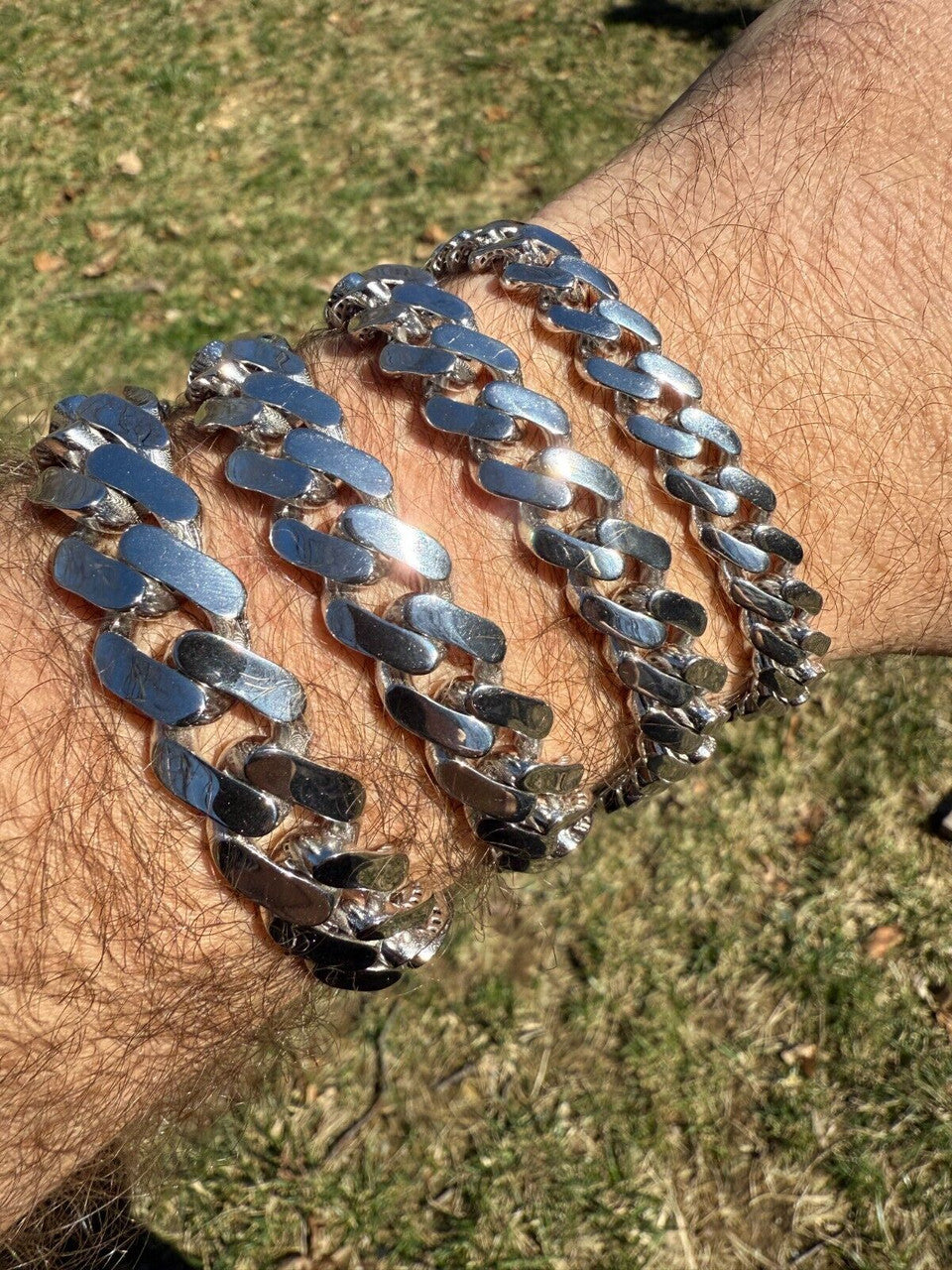 Monaco Cuban Bracelet HOLLOW - Rhodium Finish 925 Sterling Silver - 7"-9" - 9mm-15mm