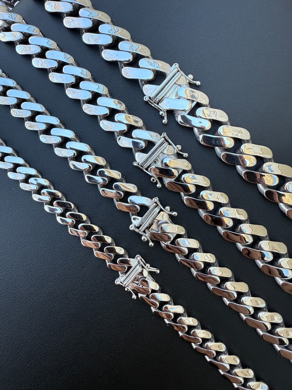 Monaco Cuban Chain Necklace HOLLOW - Rhodium Finish 925 Sterling Silver - 16"-28" - 9mm-15mm