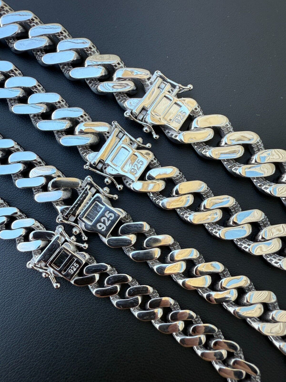 Monaco Cuban Chain Necklace HOLLOW - Rhodium Finish 925 Sterling Silver - 16"-28" - 9mm-15mm