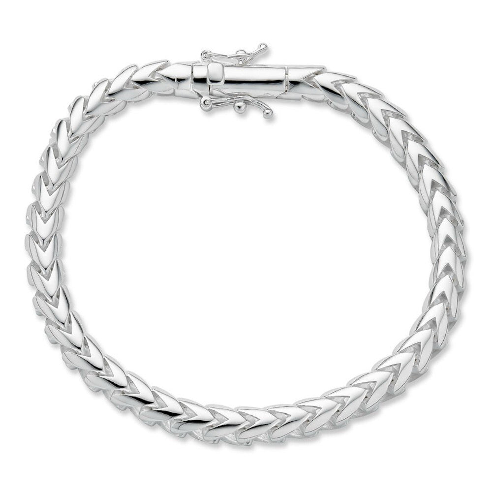 Round Franco Link Bracelet W. Box Lock - 925 Sterling Silver - 7"-9" - 5mm-7mm