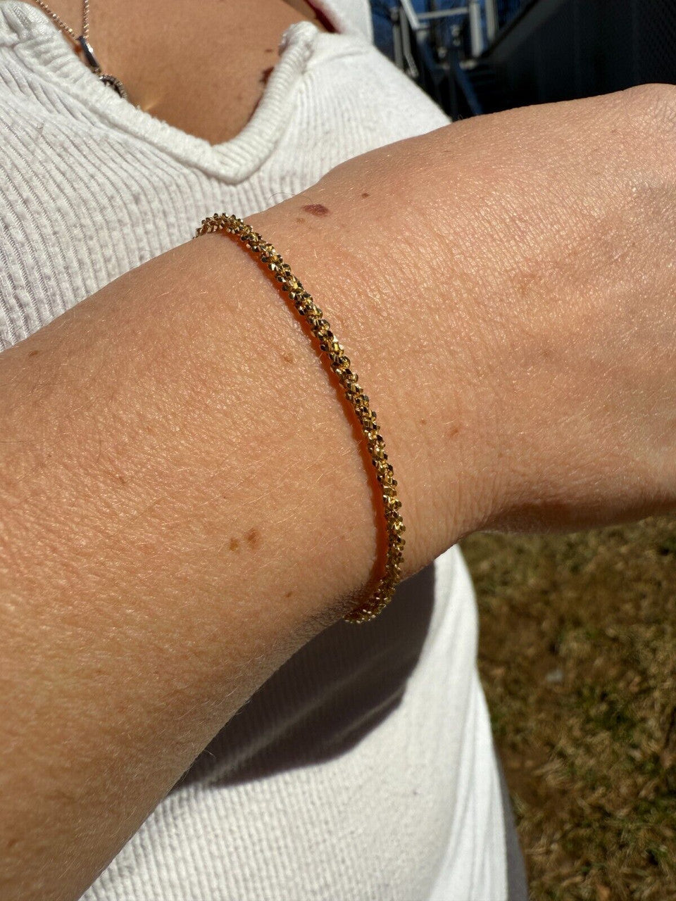 Sparkle Link Bracelet - 14k Gold Vermeil 925 Sterling Silver - 6"-8.5" - 3mm