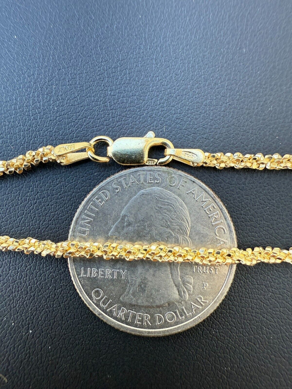 Sparkle Link Bracelet - 14k Gold Vermeil 925 Sterling Silver - 6"-8.5" - 3mm