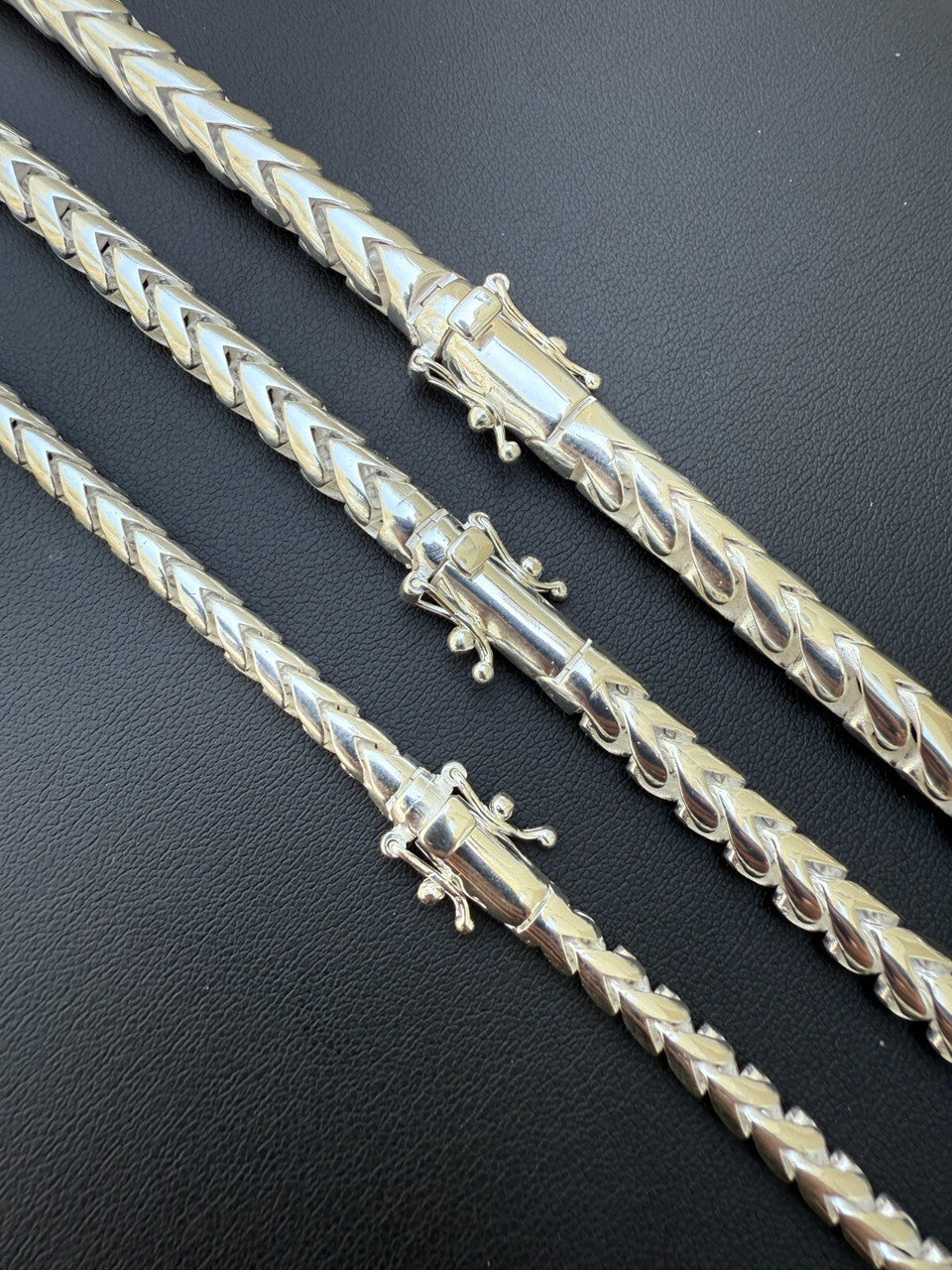 Round Franco Link Chain Necklace W. Box Lock - 925 Sterling Silver - 18"-30" - 5mm-7mm