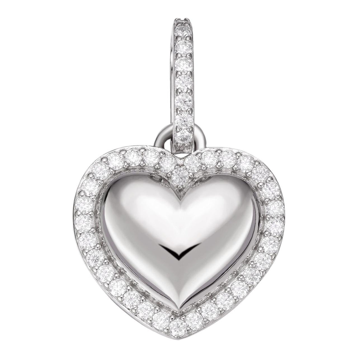 MOISSANITE 3D Puffed Heart Shaped Pendant - 925 Silver - 3 Sizes 0.75"-1.5"
