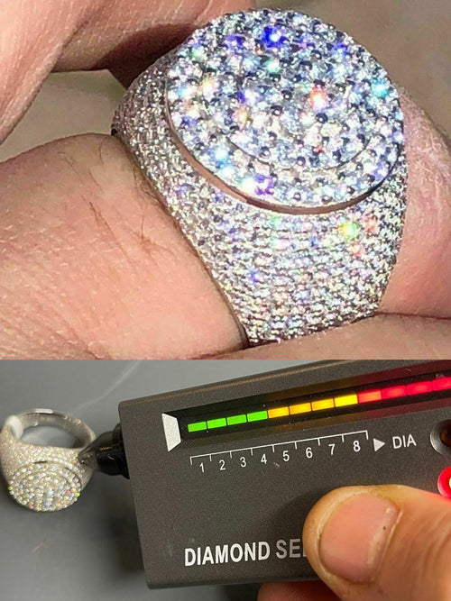 4.68ct Real DIAMOND Round Cluster Iced Out Ring - 14k White Gold