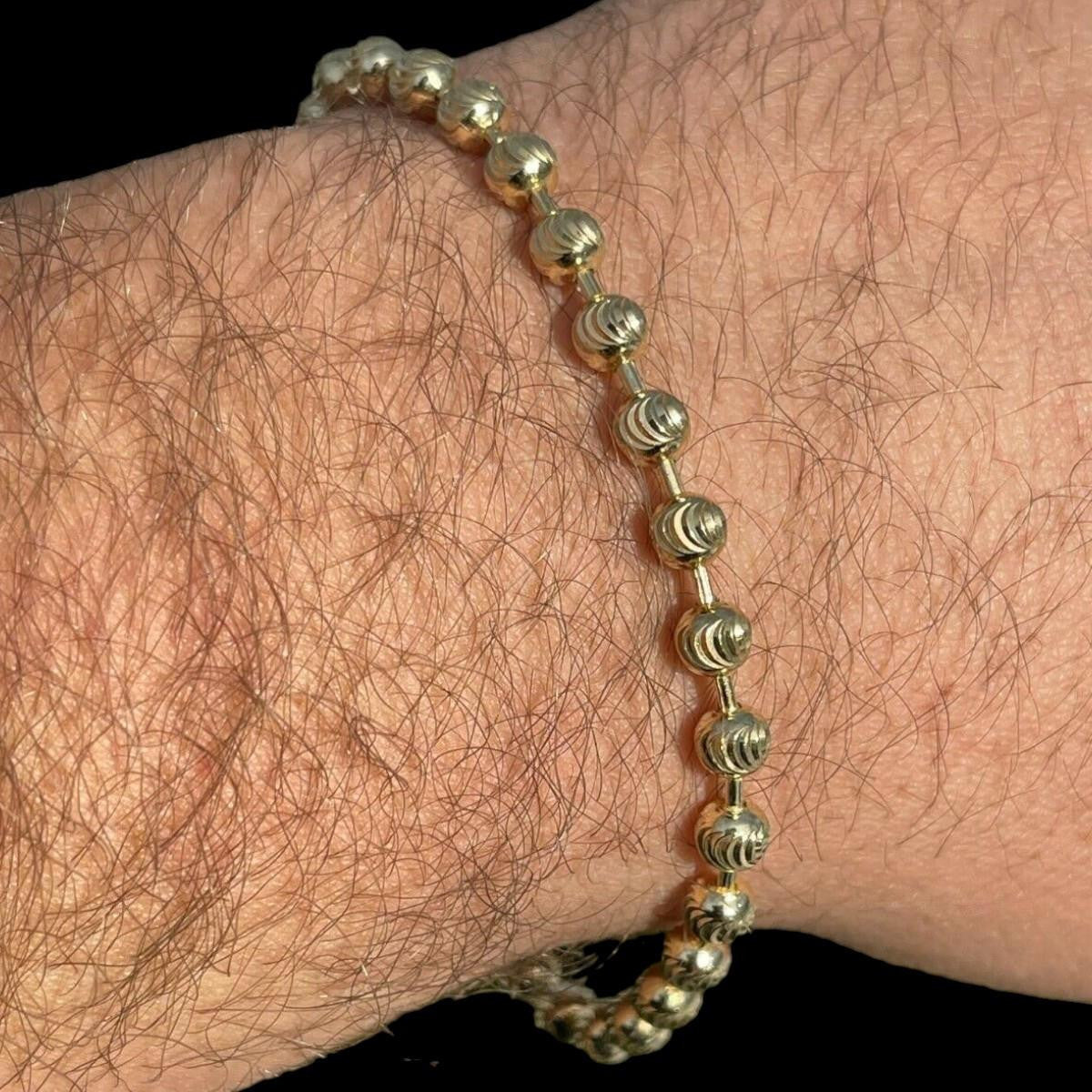 Ball Bead Moon Cut Bracelet - 14k Gold Vermeil 925 Sterling Silver - 8" - 5mm