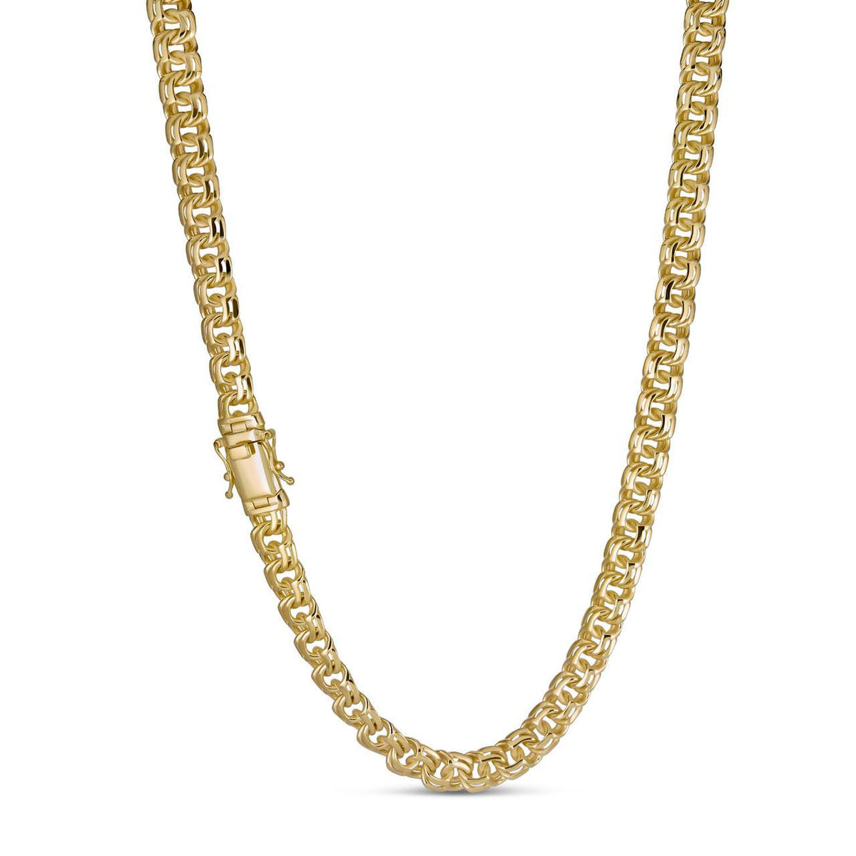 Bismark Garibaldi Chino Link Chain Necklace - 14k Gold Vermeil 925 Silver - 18"-28" - 9mm