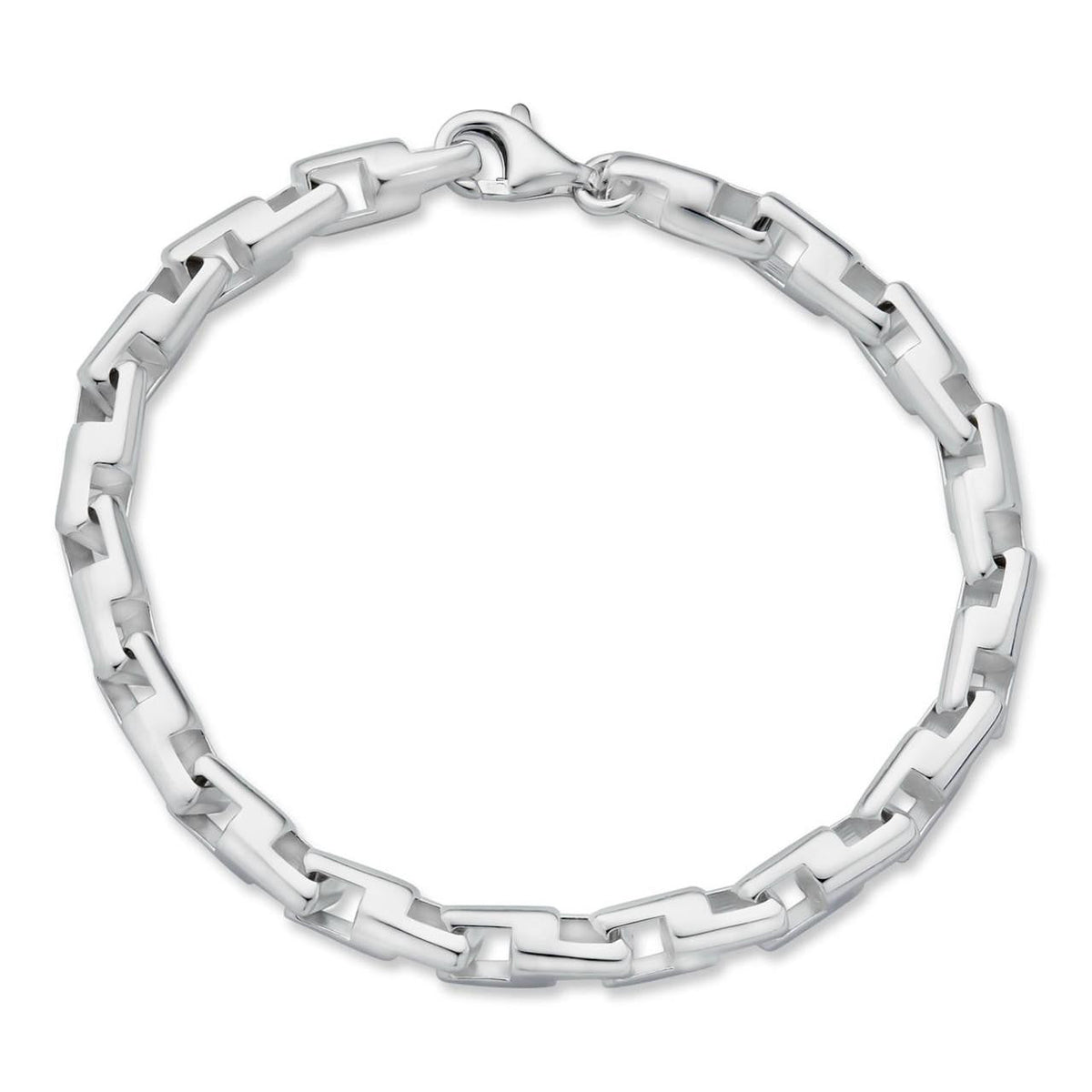 Bullet Rolo Chain Bracelet - 925 Sterling Silver - 7"-9" - 6mm