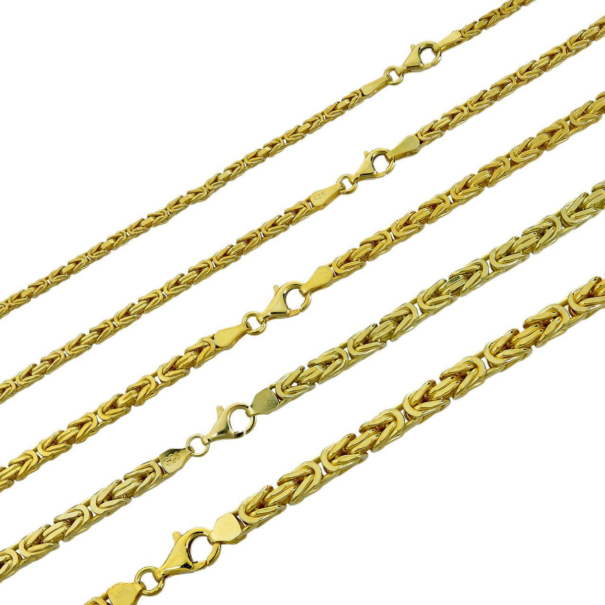 Byzantine Link Chain Necklace - 14k Gold Vermeil 925 Sterling Silver - 18"-30" - 2.5mm-6mm