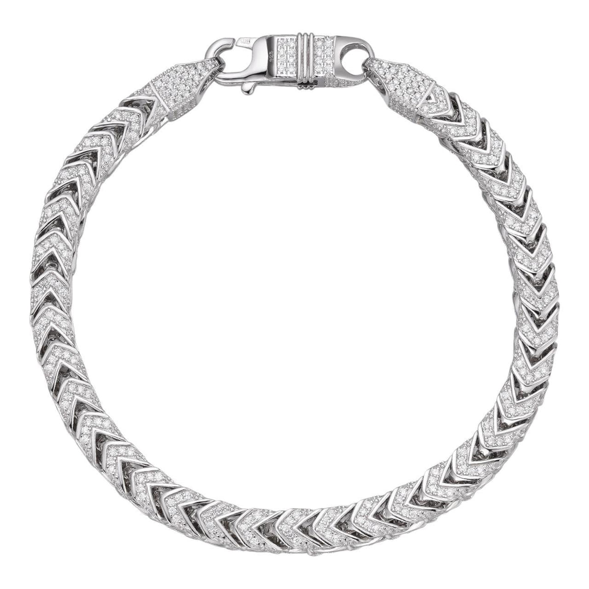 Franco Bracelet Iced Out CZ Stones - 925 Silver - 6mm - 7.5"-8.5"
