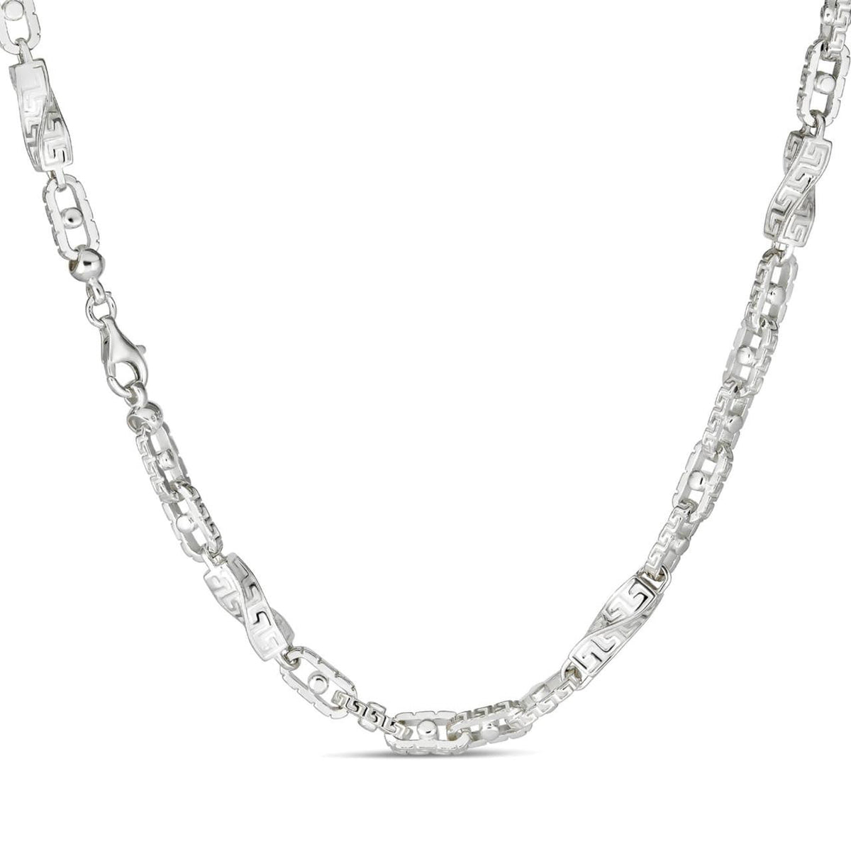 Greek Key Chain Necklace Or Bracelet - 925 Sterling Silver - 7"-28" - 7mm