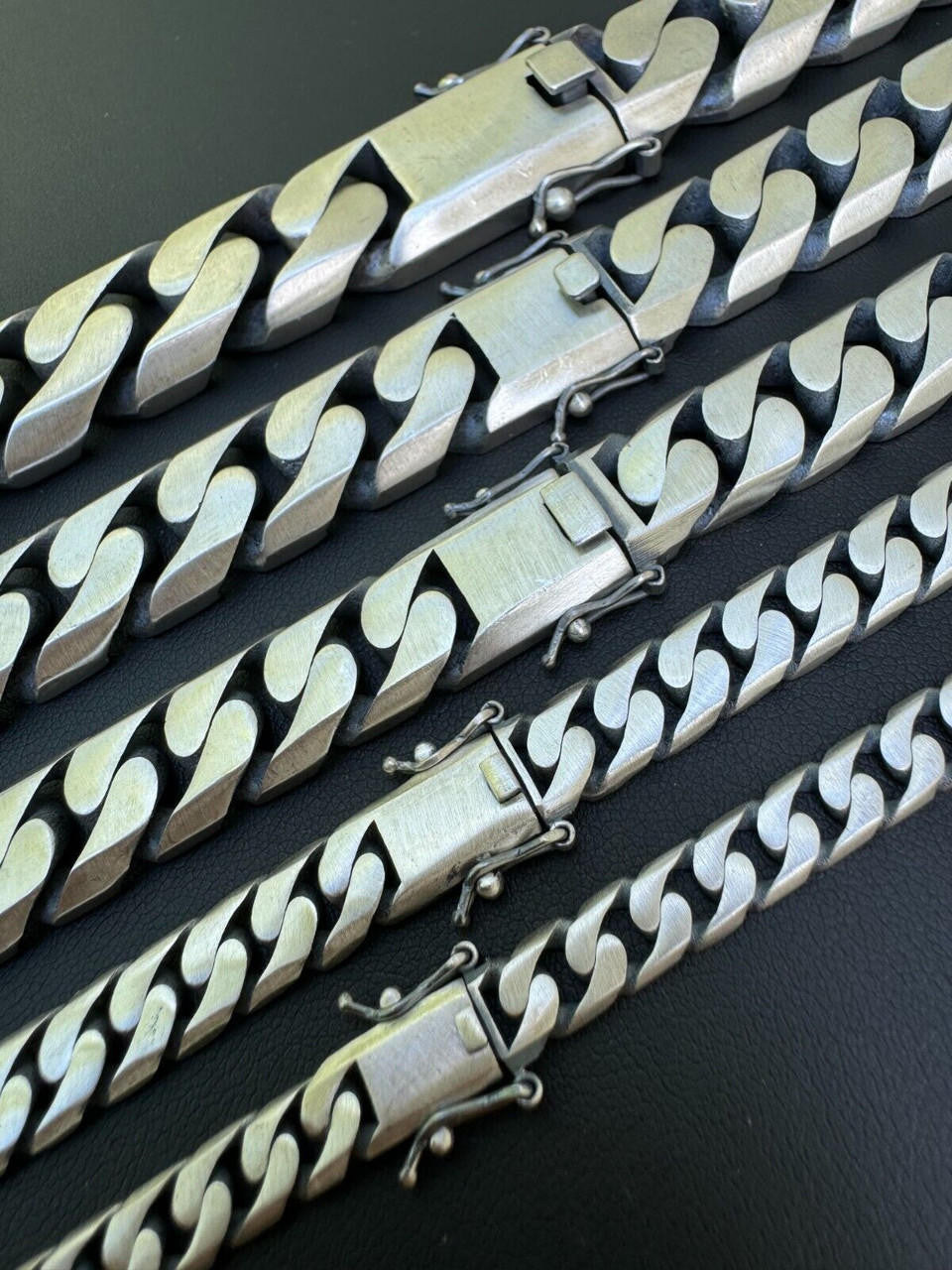 Modern Miami Cuban Link Chain Necklace Or Bracelet - 925 Sterling Silver Oxidized Gunmetal Finish - 7"-28" - 6mm-20mm