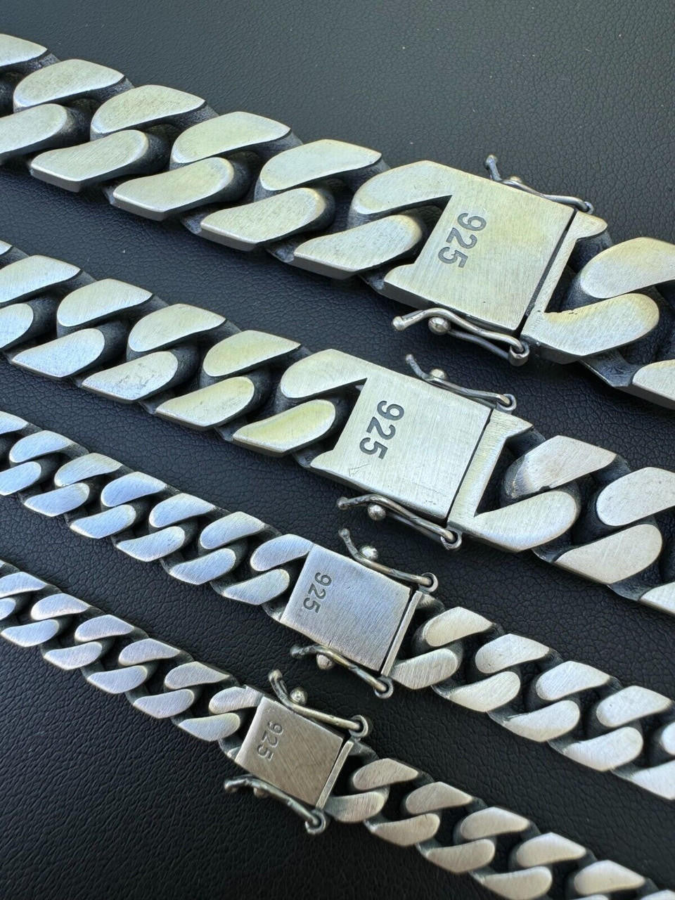 Modern Miami Cuban Link Chain Necklace Or Bracelet - 925 Sterling Silver Oxidized Gunmetal Finish - 7"-28" - 6mm-20mm