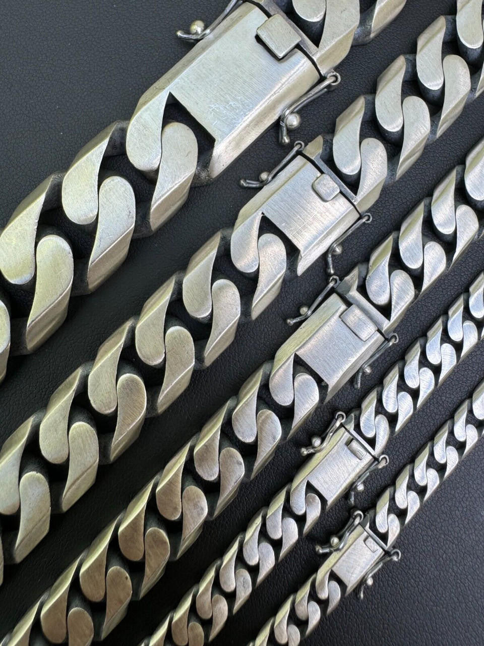 Modern Miami Cuban Link Chain Necklace Or Bracelet - 925 Sterling Silver Oxidized Gunmetal Finish - 7"-28" - 6mm-20mm