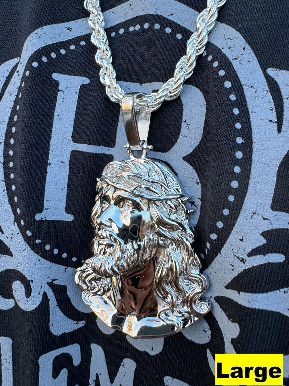 Sacred Jesus Plain Pendant - 925 Silver - 3 Sizes 1.5"-3"