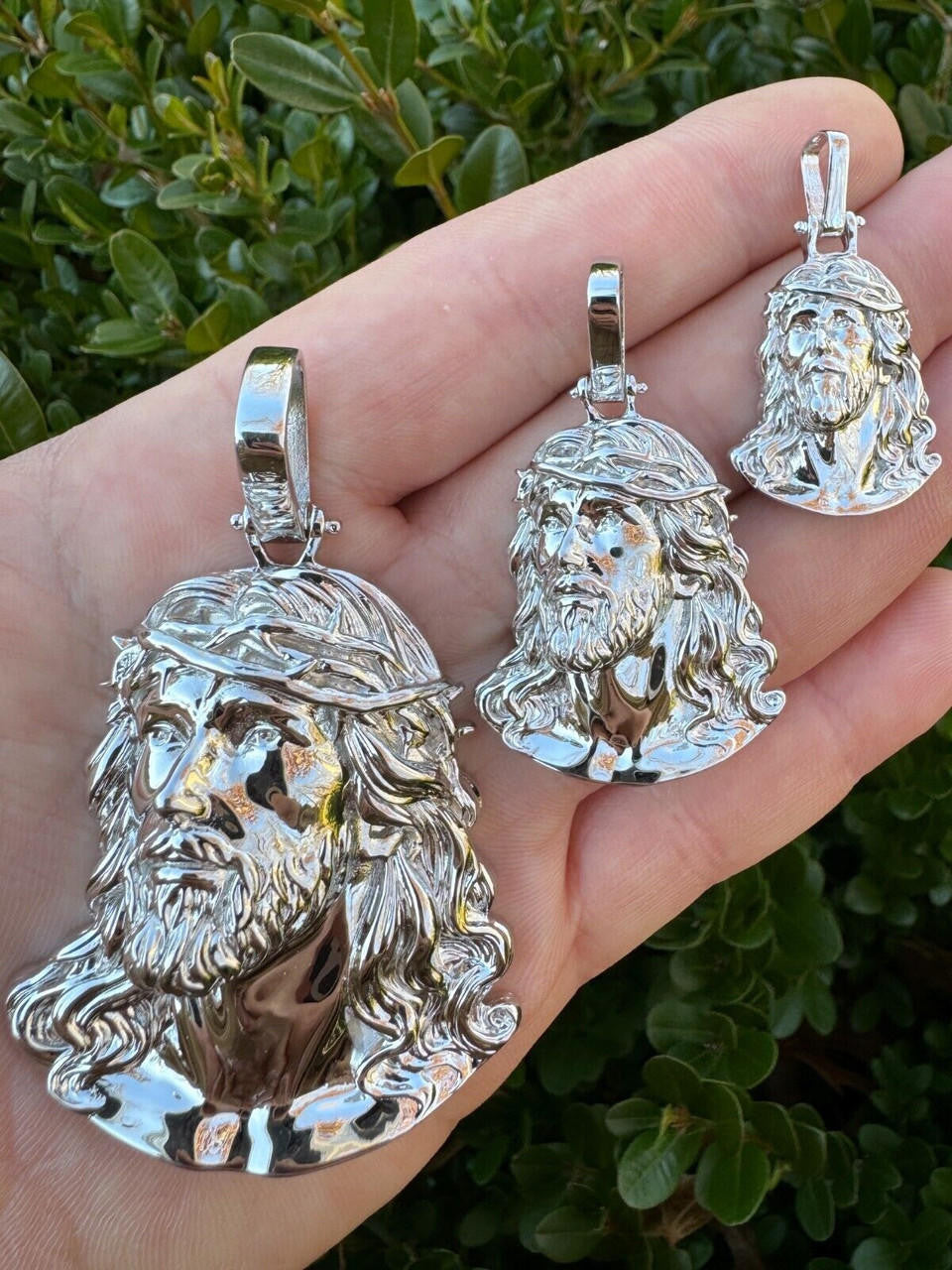 Sacred Jesus Plain Pendant - 925 Silver - 3 Sizes 1.5"-3"