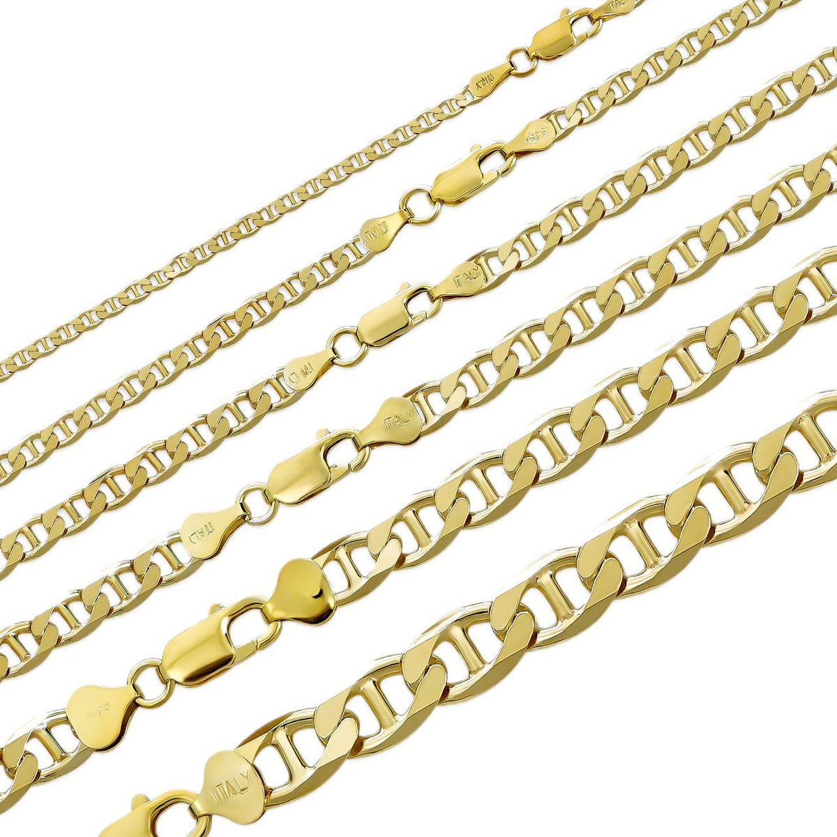 Mariner Link Chain Necklace Or Bracelet - 14k Gold Vermeil 925 Sterling Silver - 6"-30" - 2.5mm-16mm